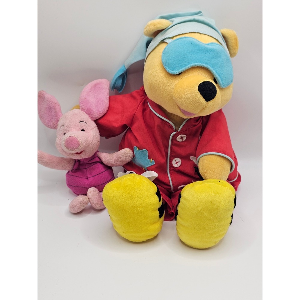 2002 Fisher-Price Disney Sing 'n Snore Winnie the Pooh plush Piglet plush VTG